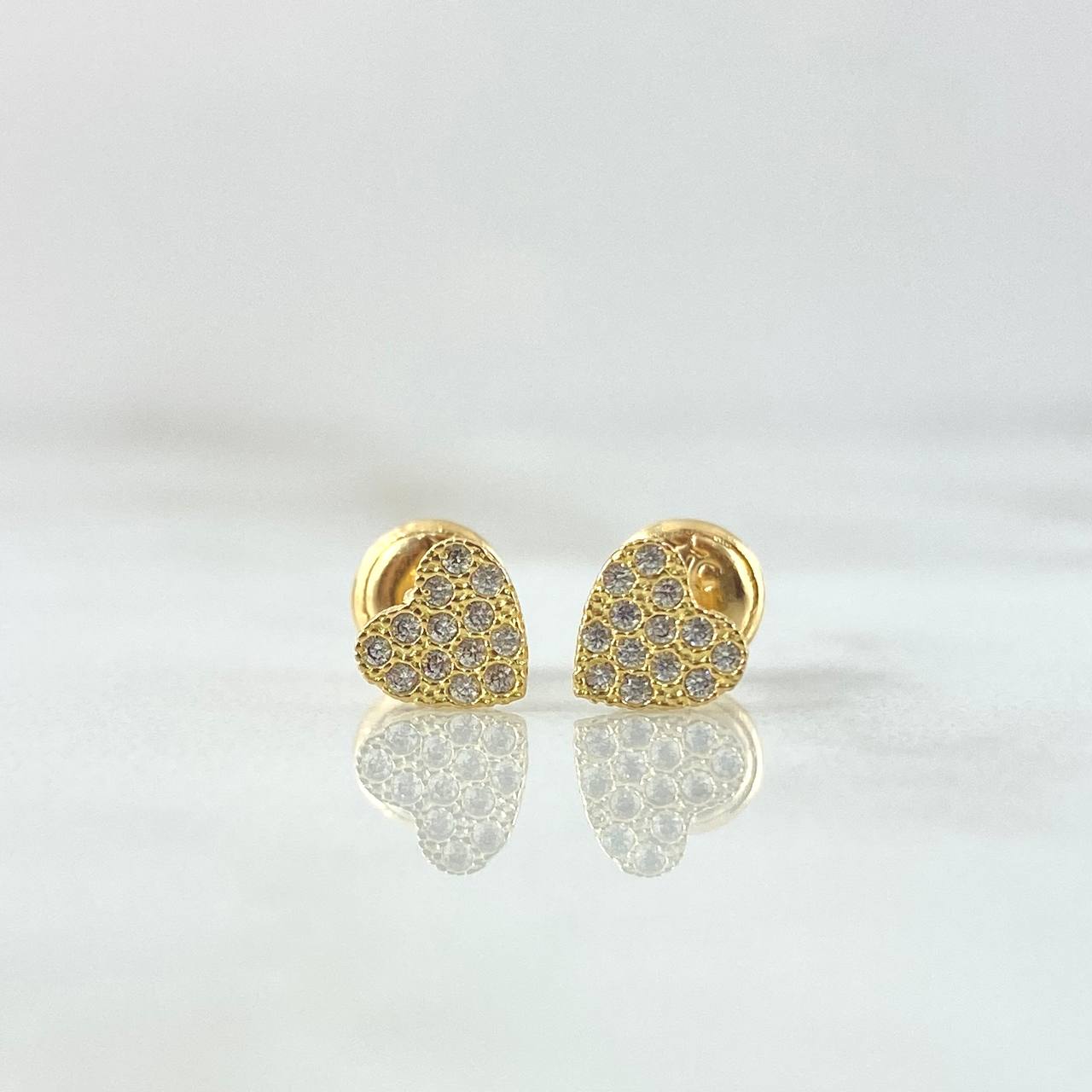 Topos Corazón Basteado 0.95gr / 6mm Circones Blancos Oro Amarillo 18K ©