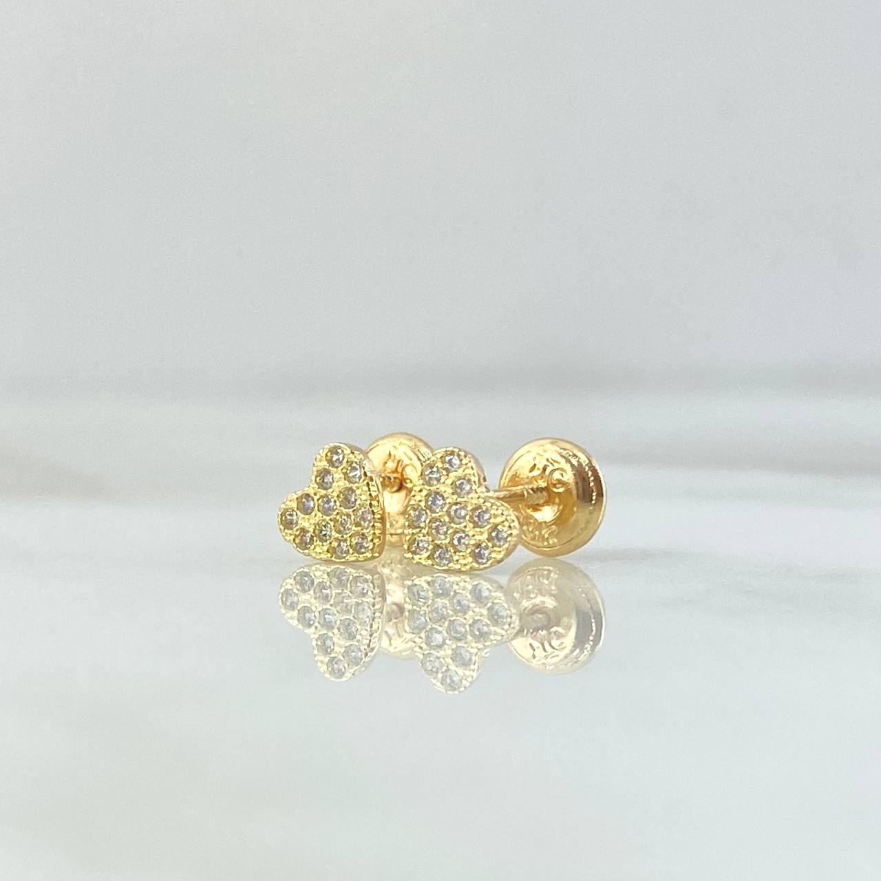 Topos Corazón Basteado 0.95gr / 6mm Circones Blancos Oro Amarillo 18K ©