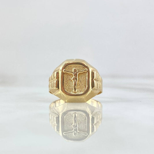 Anillo Sello Cristo 4.2gr / T9 / Texturizado Oro Amarillo 18K *