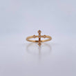 Anillo Cruz Gotica 1.7gr / T6 1/4 / Circones Blancos Oro Amarillo 18K &