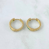 Candongas Carril 4gr / 1.9cm / Esmeraldas 75Pts Oro Amarillo 18K (Joya)