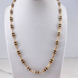 Cadena Rustica Canotillo 13.4gr / 65cm / 4.4mm Cauchos Negros Oro Amarillo 18K &