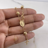 Pulso Denario Virgen Milagrosa 5.45gr / 21cm / 6mm Bolas Diamantadas Oro Amarillo 18K &