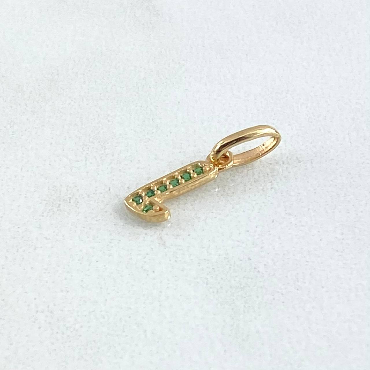 Dije Letra L 0.45gr / 1.7cm / Circones Verdes Oro Amarillo 18K