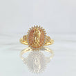 Anillo Virgen Guadalupe Flores 4.15gr / T8 1/4 / Circones Blancos Dos Oros Amarillo Rosa 18K