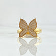 Anillo Mariposa 2.65gr / T6 1/2 / Circones Blancos Oro Amarillo 18K