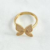 Anillo Mariposa 2.65gr / T6 1/2 / Circones Blancos Oro Amarillo 18K