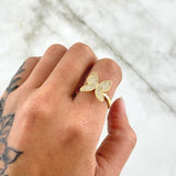 Anillo Mariposa 2.65gr / T6 1/2 / Circones Blancos Oro Amarillo 18K