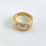 Anillo Tres Elefantes 5.6gr / T5 3/4 / Circones Blancos Tres Oros 18K