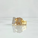 Anillo Trio Osos TS 3.15gr / T6 3/4 / Circones Blancos Dos Oros Amarillo Blanco 18K