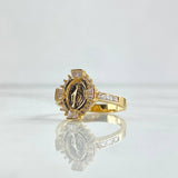 Anillo Virgen Milagrosa 3.9gr / T7 1/4 / Circones Blancos Oro Amarillo 18K