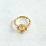 Anillo Virgen Milagrosa 3.9gr / T7 1/4 / Circones Blancos Oro Amarillo 18K