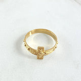 Anillo Cruz Cristo 3.05gr / T9 1/4 / Texturizado Oro Amarillo 18K