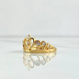 Anillo Corona Corazón 2.8gr / T6 3/4 / Circones Blancos Oro Amarillo 18K