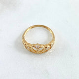 Anillo Corona Corazón 2.8gr / T6 3/4 / Circones Blancos Oro Amarillo 18K