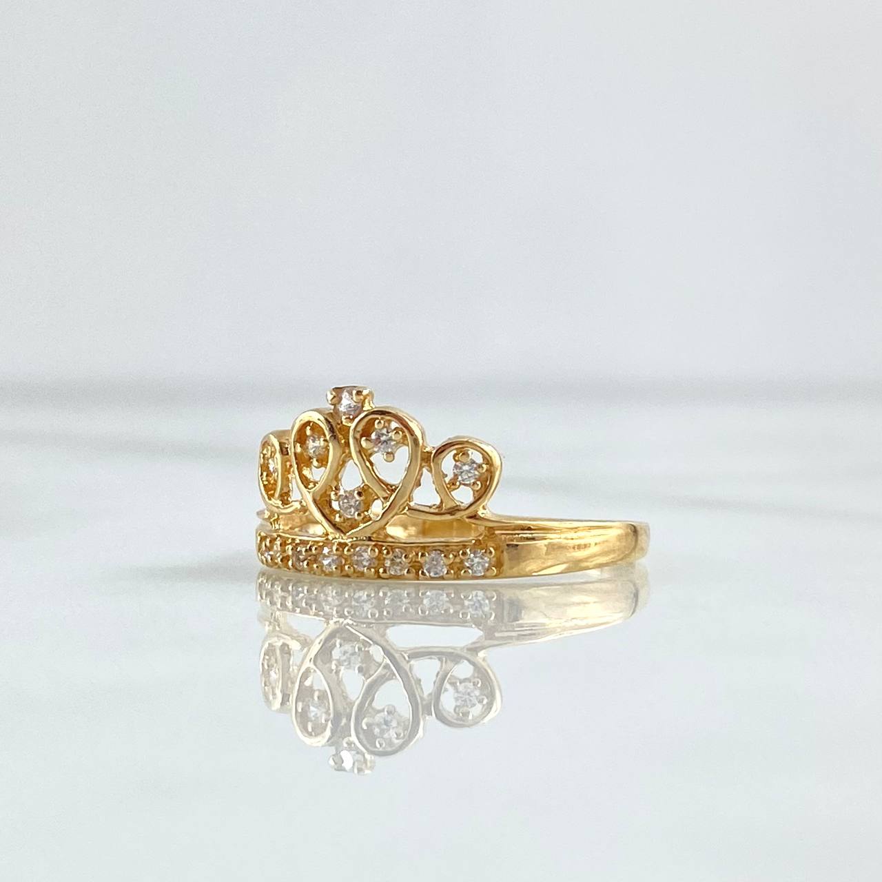 Anillo Princesa 2.1gr / T8 / Circones Blancos Oro Amarillo 18K