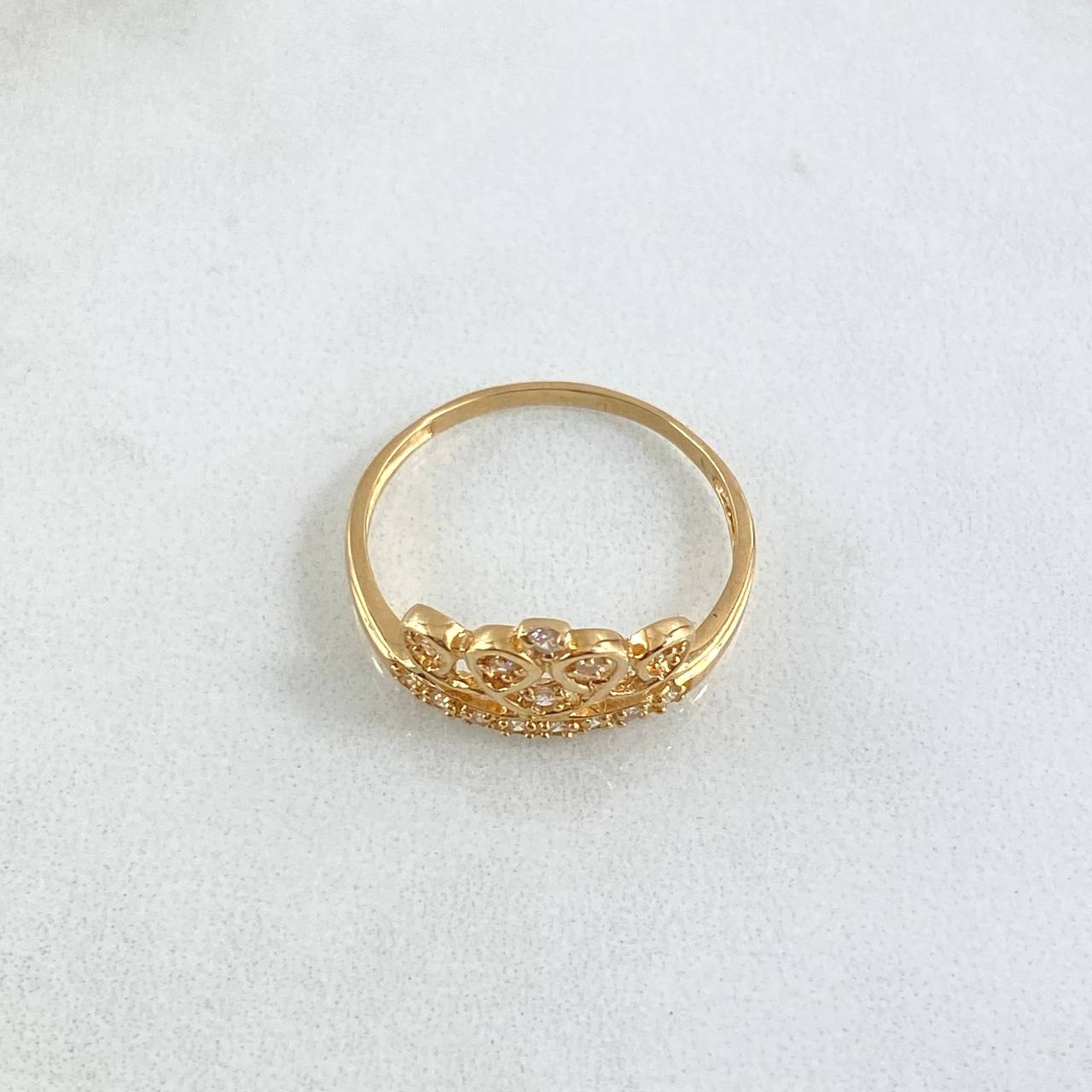 Anillo Princesa 2.1gr / T8 / Circones Blancos Oro Amarillo 18K