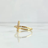 Anillo Cruz 1.55gr / T7 1/4 / Circones Blancos Oro Amarillo 18K