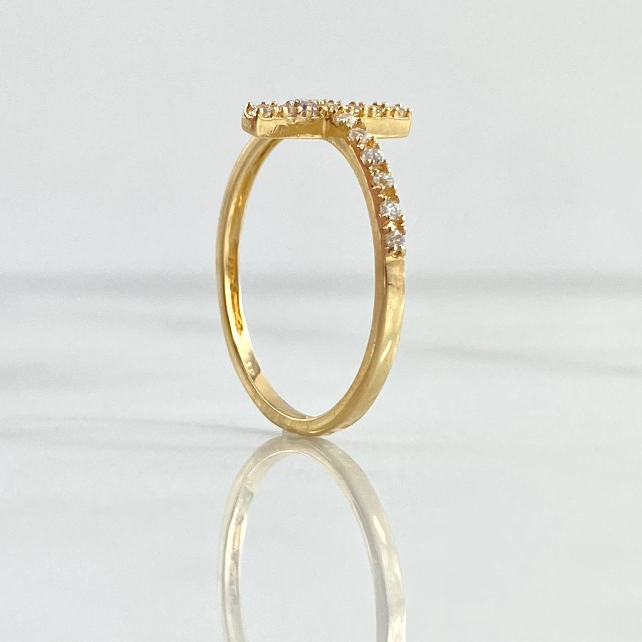 Anillo Cruz 1.55gr / T7 1/4 / Circones Blancos Oro Amarillo 18K