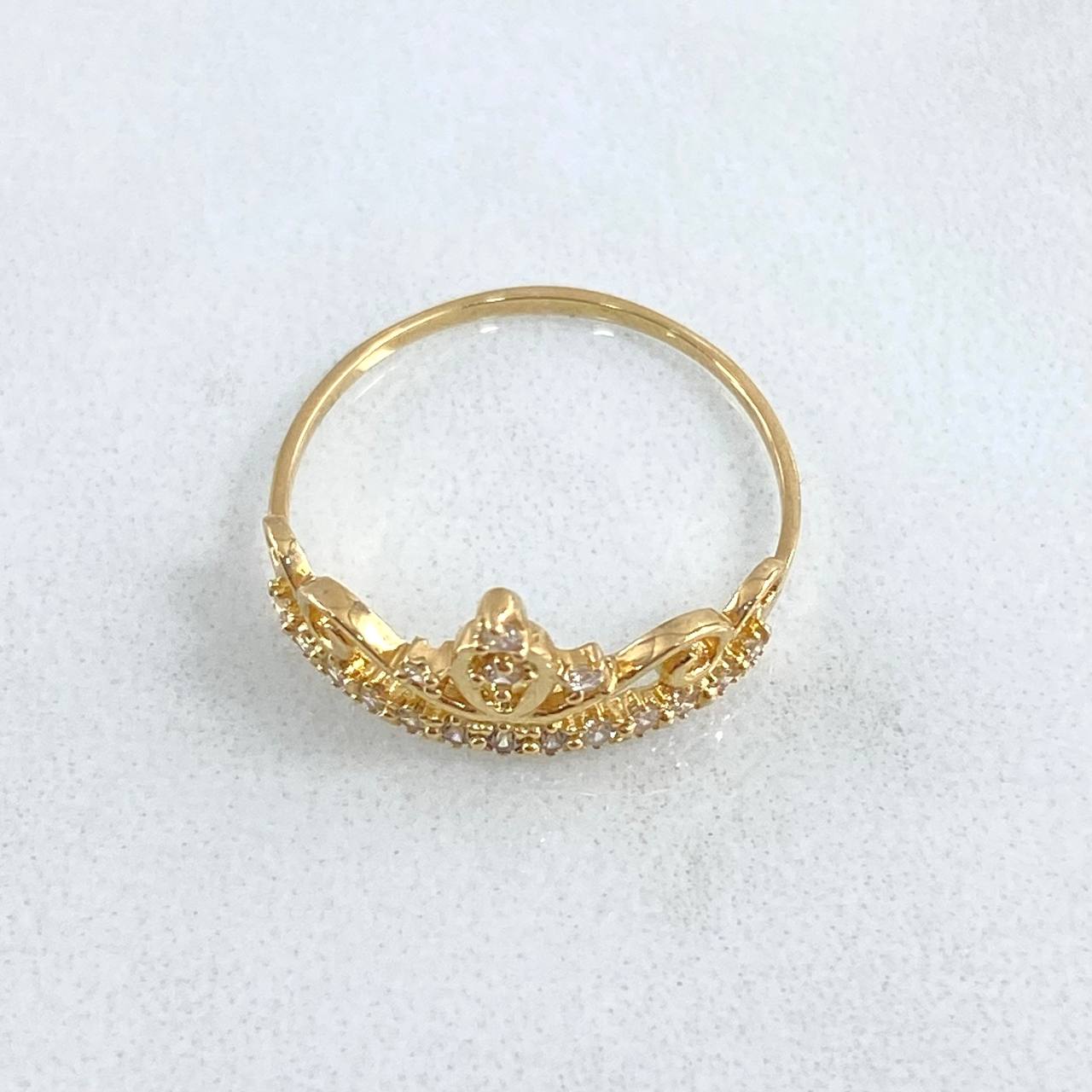 Anillo Duquesa 1.35gr / T7 3/4 / Circones Blancos Oro Amarillo 18K