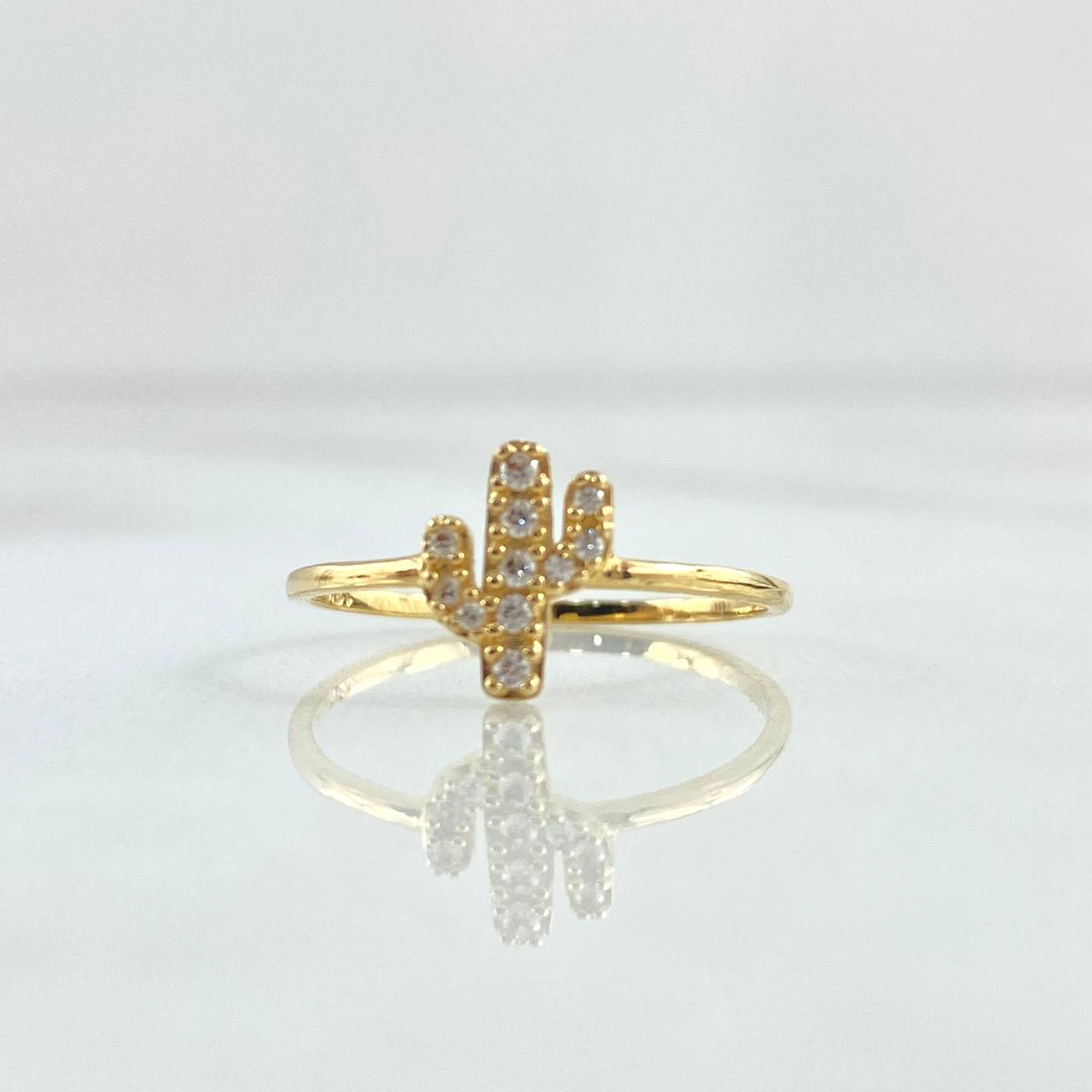 Anillo Cactuus 1.15gr / T6 1/2 / Circones Blancos Oro Amarillo 18K