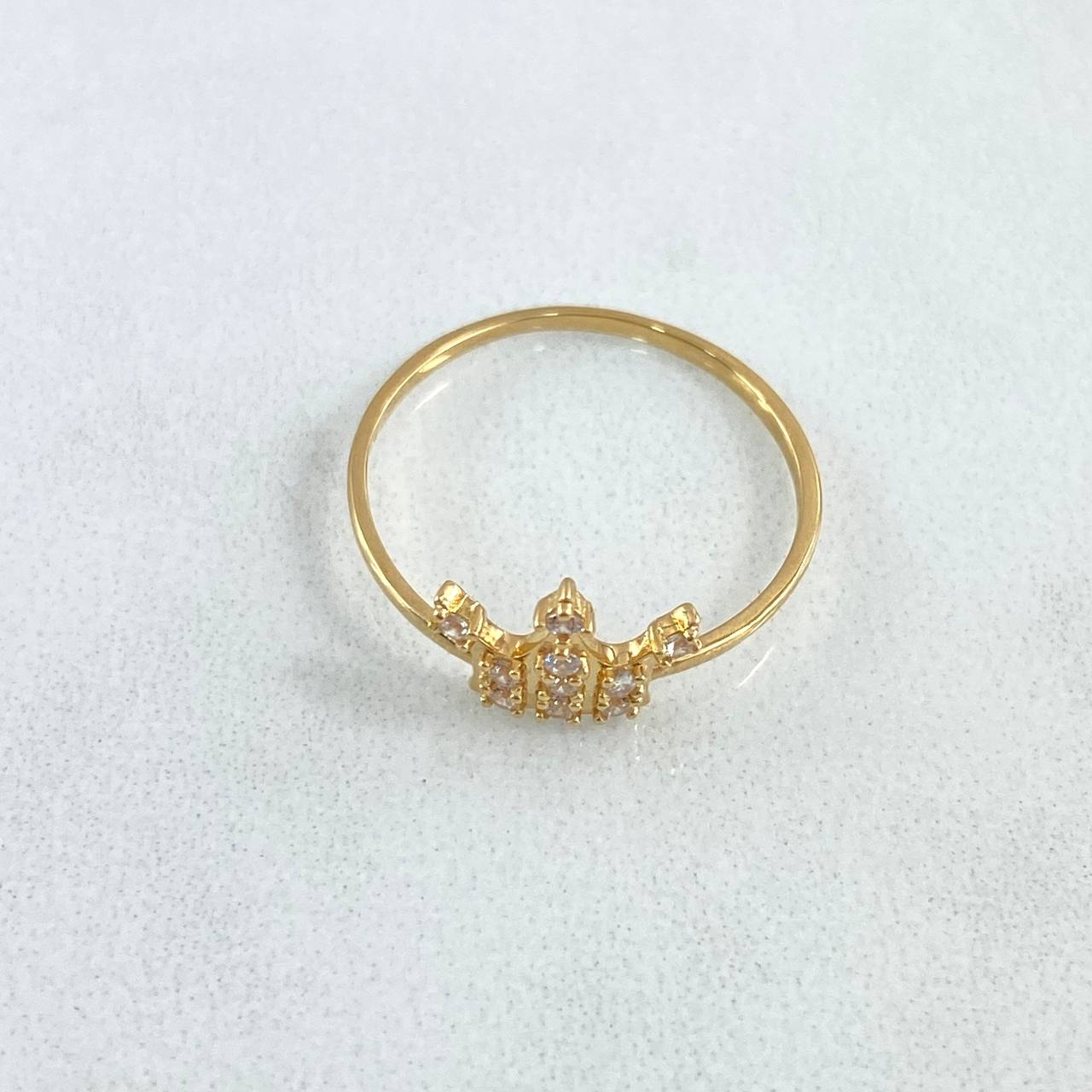 Anillo Rey 1.1gr / T6 / Circones Blancos Oro Amarillo 18K