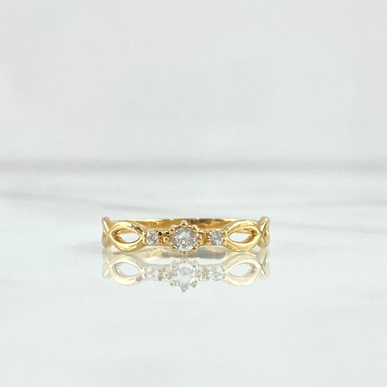 Anillo Solitario Doble Infinito 1.35gr / T6 / Circones Blancos Oro Amarillo 18K