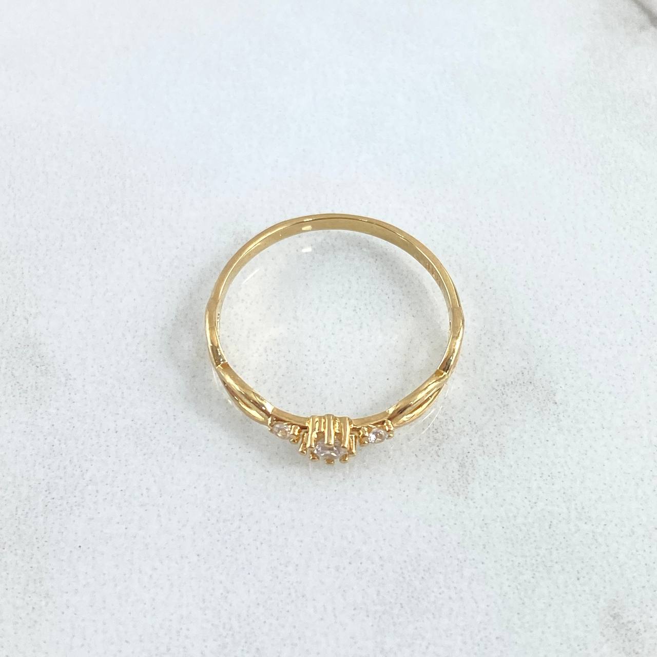 Anillo Solitario Doble Infinito 1.35gr / T6 / Circones Blancos Oro Amarillo 18K