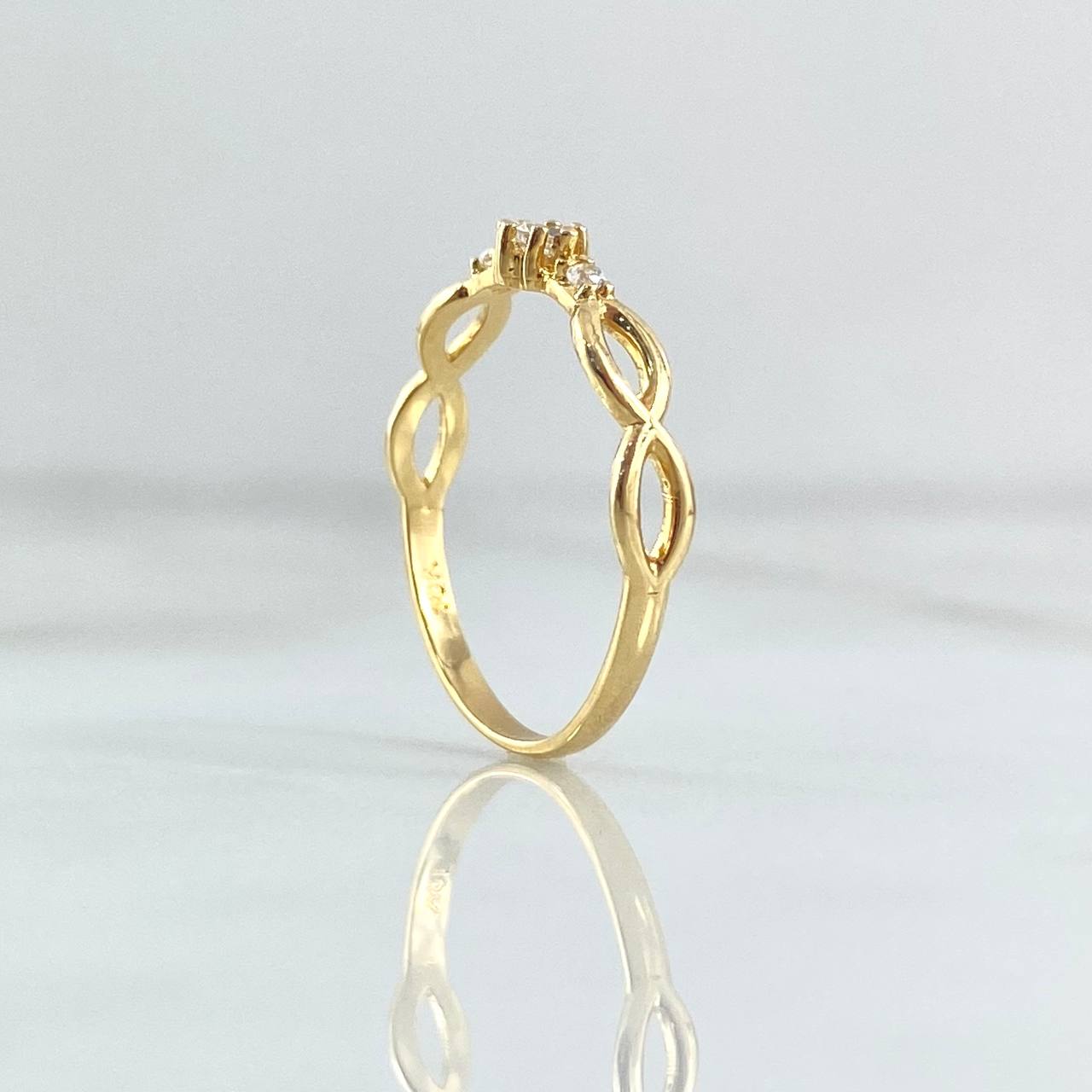 Anillo Solitario Doble Infinito 1.35gr / T6 / Circones Blancos Oro Amarillo 18K