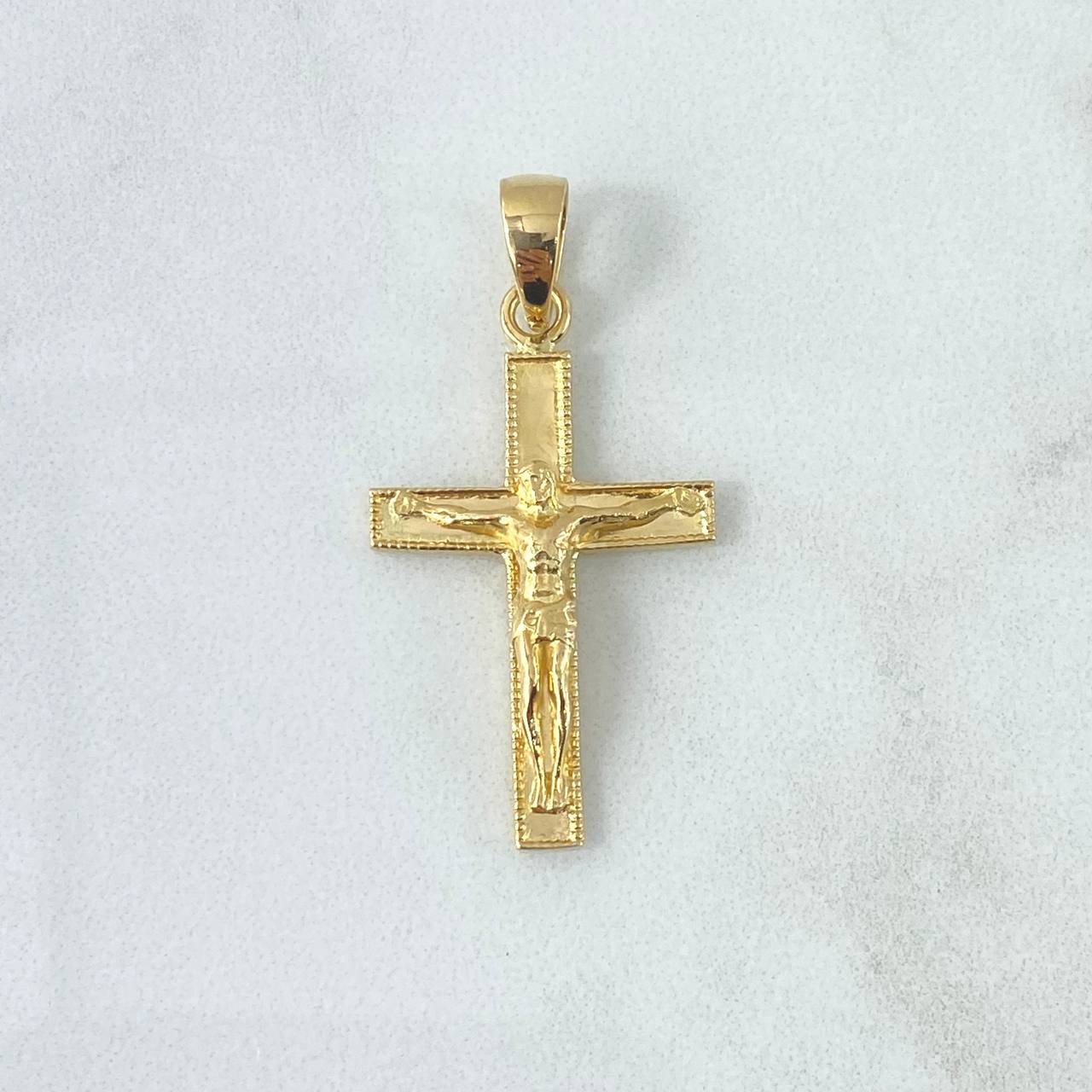 Dije Cruz Cristo 4.15gr / 3.6cm / Borde Punteado Oro Amarillo 18K