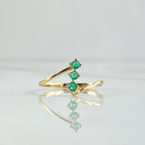 Anillo Trio Vertical 1.35gr / T7 3/4 / Esmeraldas 15Pts Oro Amarillo 18K (Joya)