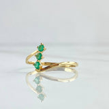 Anillo Trio Vertical 1.3gr / T7 / Esmeraldas 15 Pts Oro Amarillo 18K (Joya)