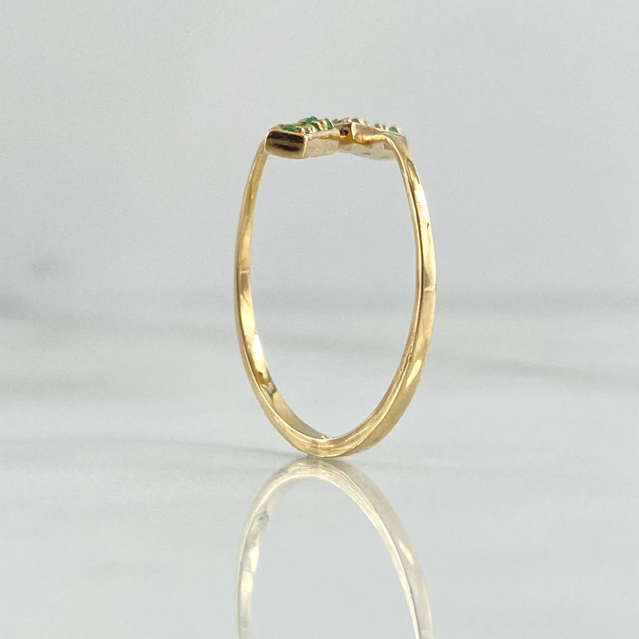 Anillo Abrazo Trio Doble 1.45gr / T8 3/4 / Esmeraldas 10 Pts Oro Amarillo 18K (Joya)