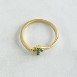 Anillo Cruz 2.25gr / T7 1/2 / Esmeraldas 8 Pts Oro Amarillo 18K (Joya)