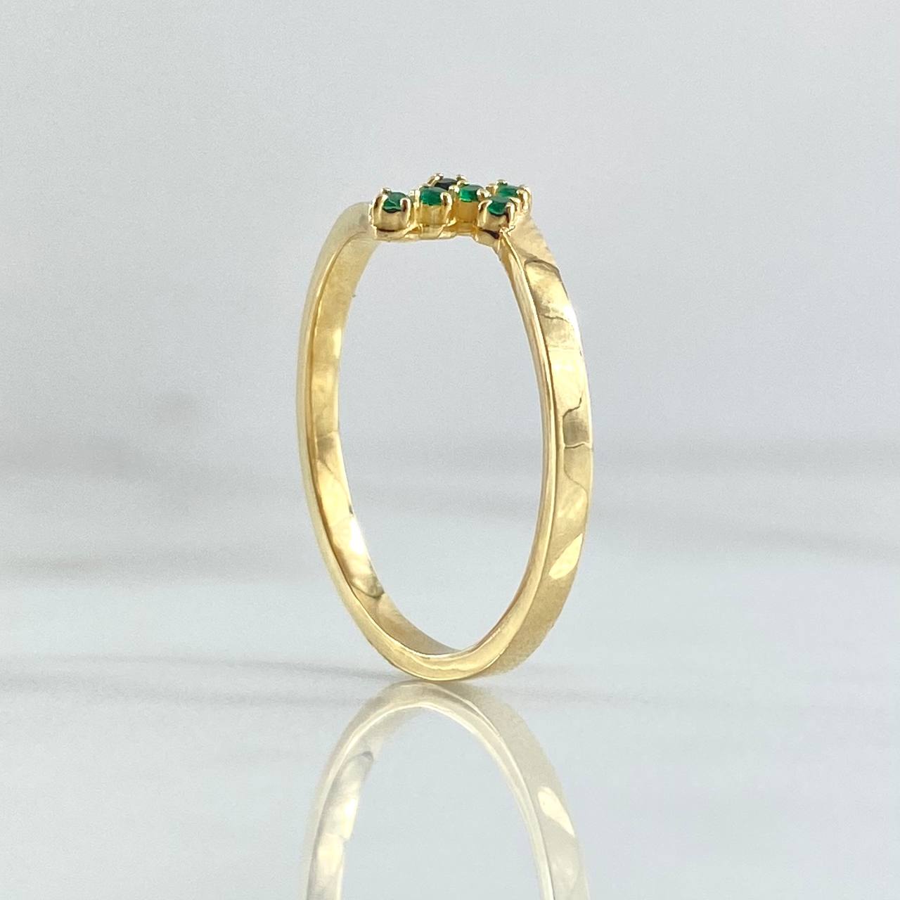 Anillo Cruz 2.25gr / T7 1/2 / Esmeraldas 8 Pts Oro Amarillo 18K (Joya)