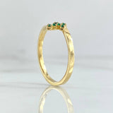 Anillo Cruz 2.25gr / T7 1/2 / Esmeraldas 8 Pts Oro Amarillo 18K (Joya)