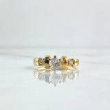 Anillo Solitario Esclavina 3.2gr / T7 1/4 / Circones Blancos Oro Amarillo 18K