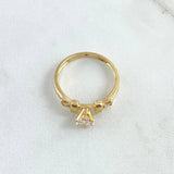 Anillo Solitario Esclavina 3.2gr / T7 1/4 / Circones Blancos Oro Amarillo 18K