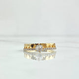 Anillo Solitario Churumbela Corazones 2.25gr / T6 1/4 / Circones Blancos Oro Amarillo 18K