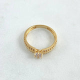 Anillo Solitario Carril Medular 2.55gr / T6 3/4 / Circones Blancos Oro Amarillo 18K