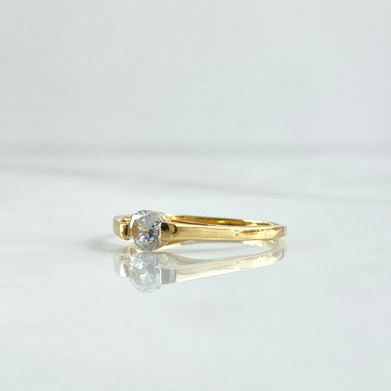 Anillo Solitario Basteado 1.25gr / T5 1/2 / Circon Blanco Oro Amarillo 18K