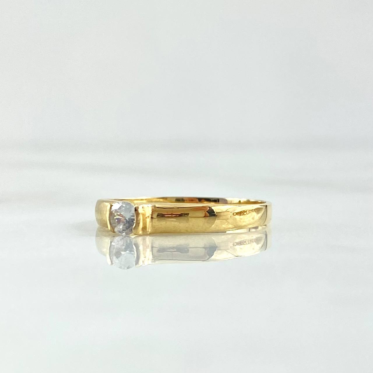 Anillo Solitario 1.6gr / T5 1/4 / Liso Abultado-Circones Blancos Oro Amarillo 18K *