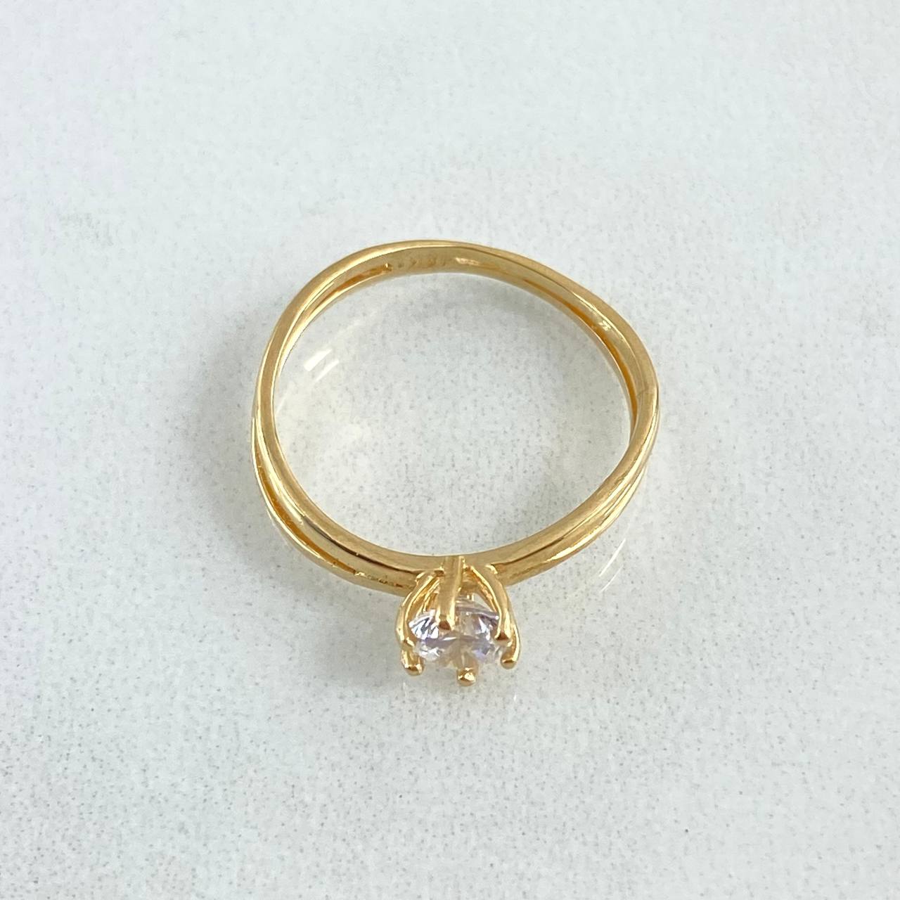 Anillo Solitario Moebius 1.65gr / T5 / Circon Blanco Oro Amarillo 18K