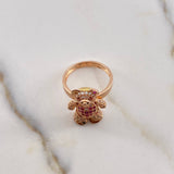 Anillo Oso Articulado 5.8gr / T5 3/4 / Circones Blancos Cafes Fucsias Oro Amarillo 18K &