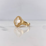 Anillo Trebol VCyA 3.85gr / T7 / Nacar Blanco Circones Blancos Oro Amarillo 18K &