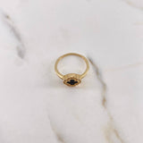 Anillo Trebol VCyA 3.05gr / T8 / Onix Negro Circones Blancos Oro Amarillo 18K &