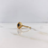 Anillo Trebol VCyA 3.05gr / T8 / Onix Negro Circones Blancos Oro Amarillo 18K &