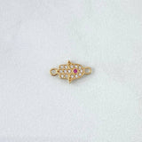 Herraje Mano Hamsa 0.5gr / 1.4cm / Circones Blancos Fucsia Oro Amarillo 18K ©