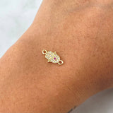 Herraje Mano Hamsa 0.5gr / 1.4cm / Circones Blancos Fucsia Oro Amarillo 18K ©