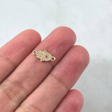 Herraje Mano Hamsa 0.5gr / 1.4cm / Circones Blancos Fucsia Oro Amarillo 18K ©